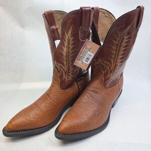 VTG Nocona Western Cowboy Boots Mens 11 EEE Brown, NWT Bullhide Leather USA
